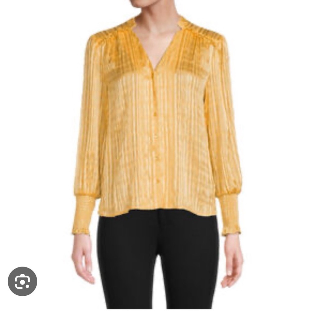 Nanette Lepore Gold Lurex Striped Blouse S NWT Metallic Top
